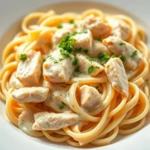 پاستا با مرغ و سس سفید